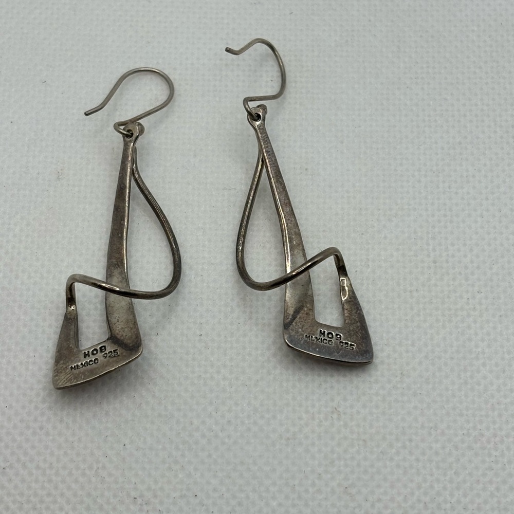 HOB 925 Modernist Dangle Earrings.  Around 2” long not counting hooks. - Picture 6 of 15